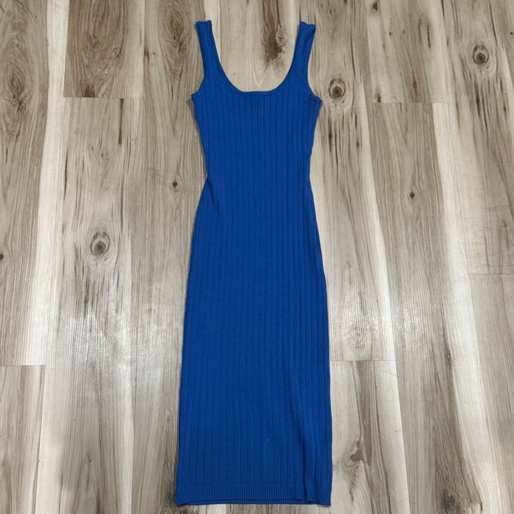 Windsor Blue Ribbed Bodycon Midi Dress Women’s Medium - Picture 2 of 4